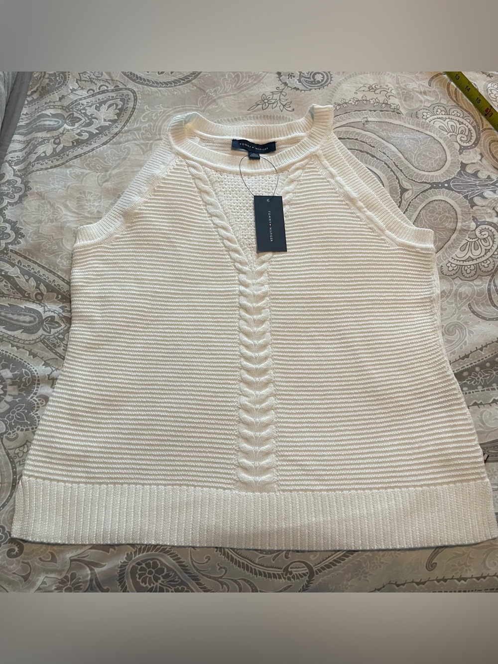 TOMMY BAHAMA Sz XL Knit Tank Sweater White Cotton/Modal/Rayon Luxury Resort Wear